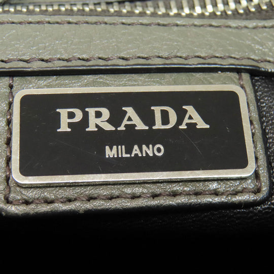 PRADA Shoulder Bag VA1034 leather gray logoMetal Women Used Authentic