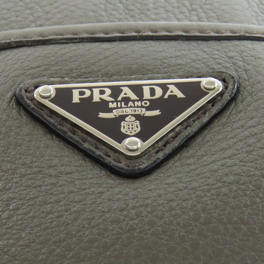 PRADA Shoulder Bag VA1034 leather gray logoMetal Women Used Authentic