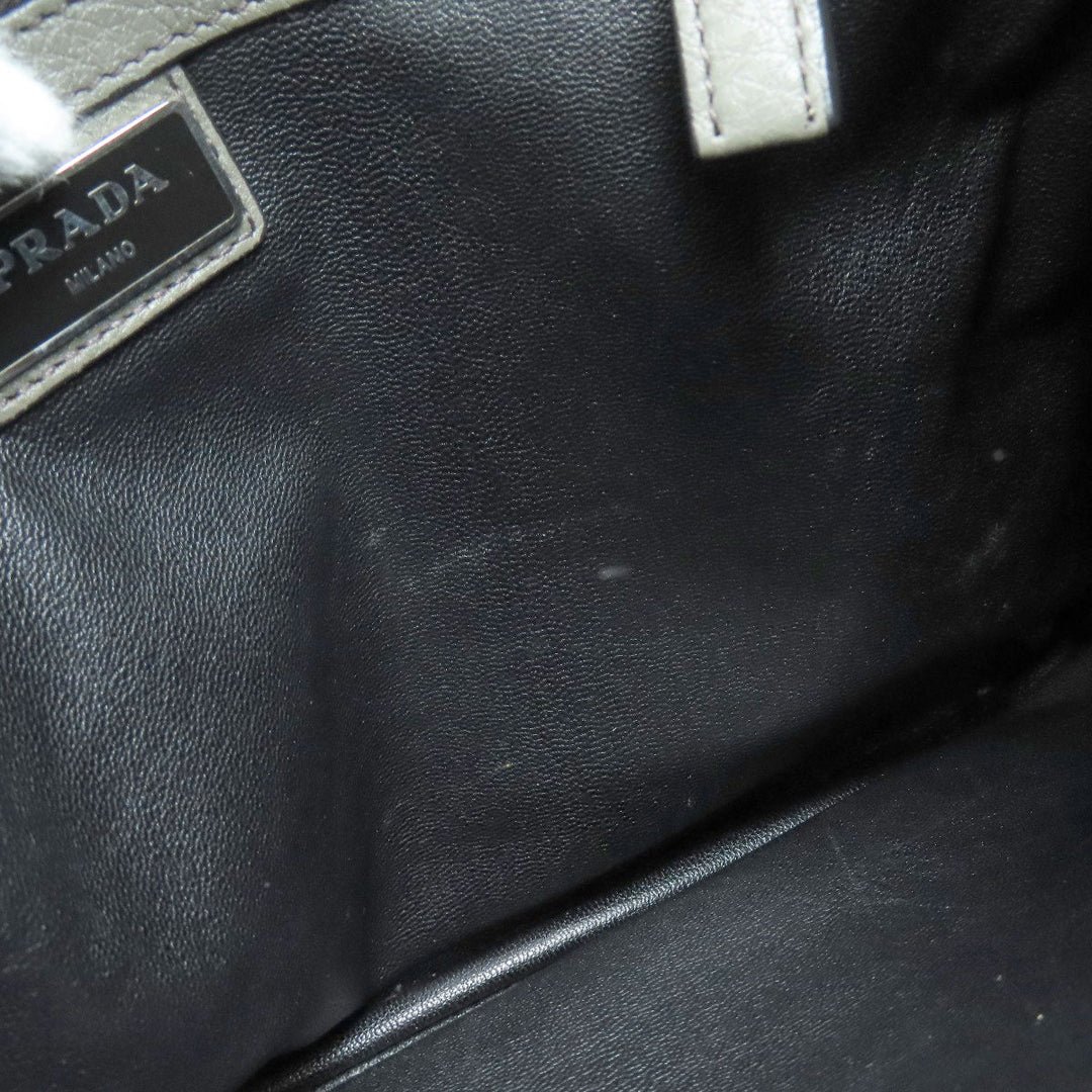 PRADA Shoulder Bag VA1034 leather gray logoMetal Women Used Authentic
