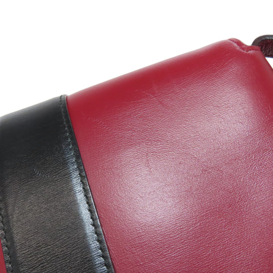 GUCCI Shoulder Bag 550129 Calfskin Red Ally GG Marmont Women Used Authentic