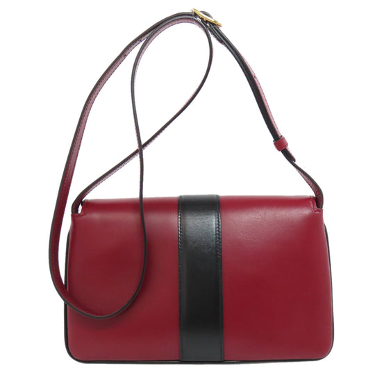 GUCCI Shoulder Bag 550129 Calfskin Red Ally GG Marmont Women Used Authentic