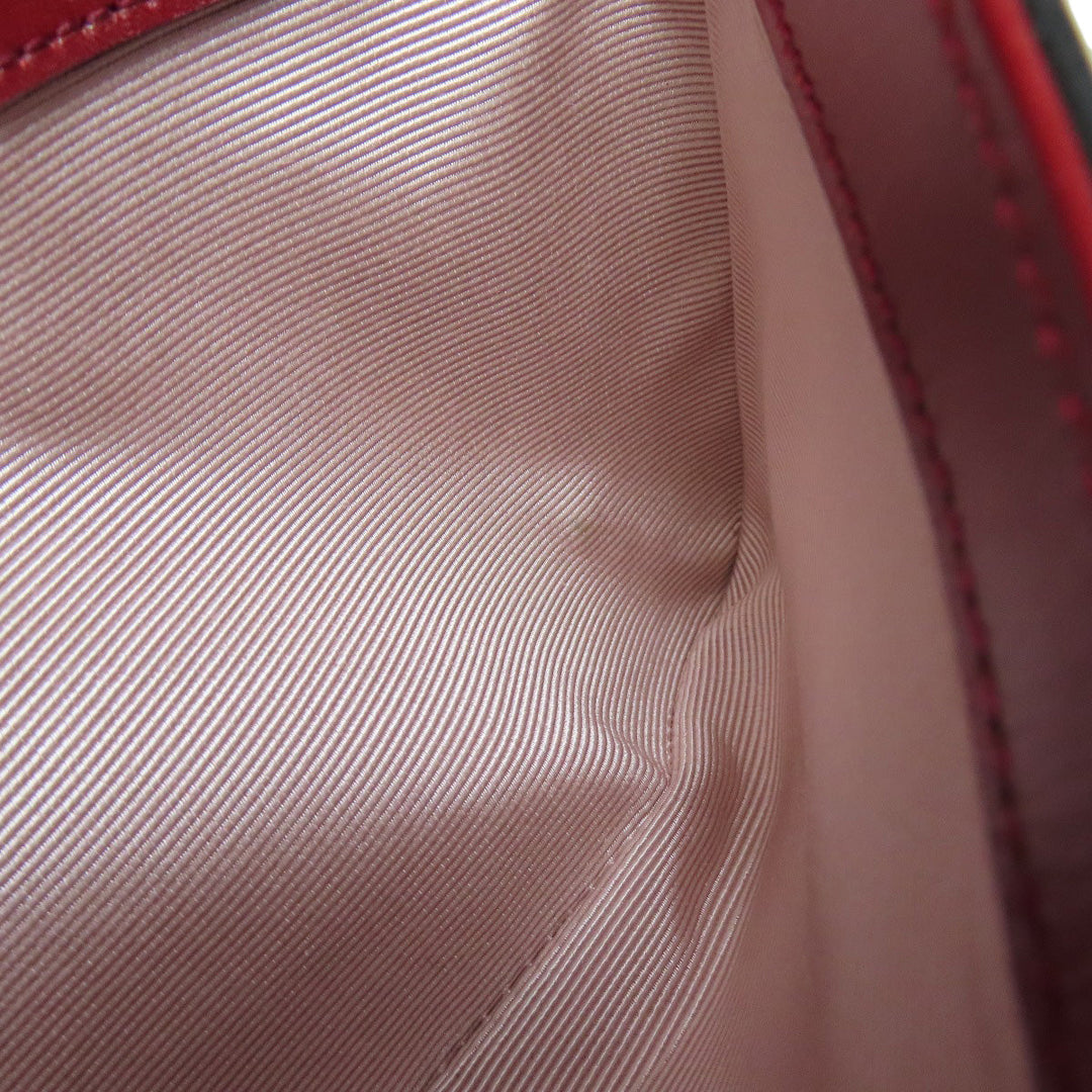 GUCCI Shoulder Bag 550129 Calfskin Red Ally GG Marmont Women Used Authentic