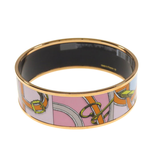 HERMES bracelet metallic pink Emaille GM bangle Women Used Authentic