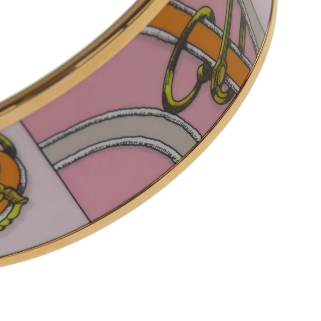 HERMES bracelet metallic pink Emaille GM bangle Women Used Authentic