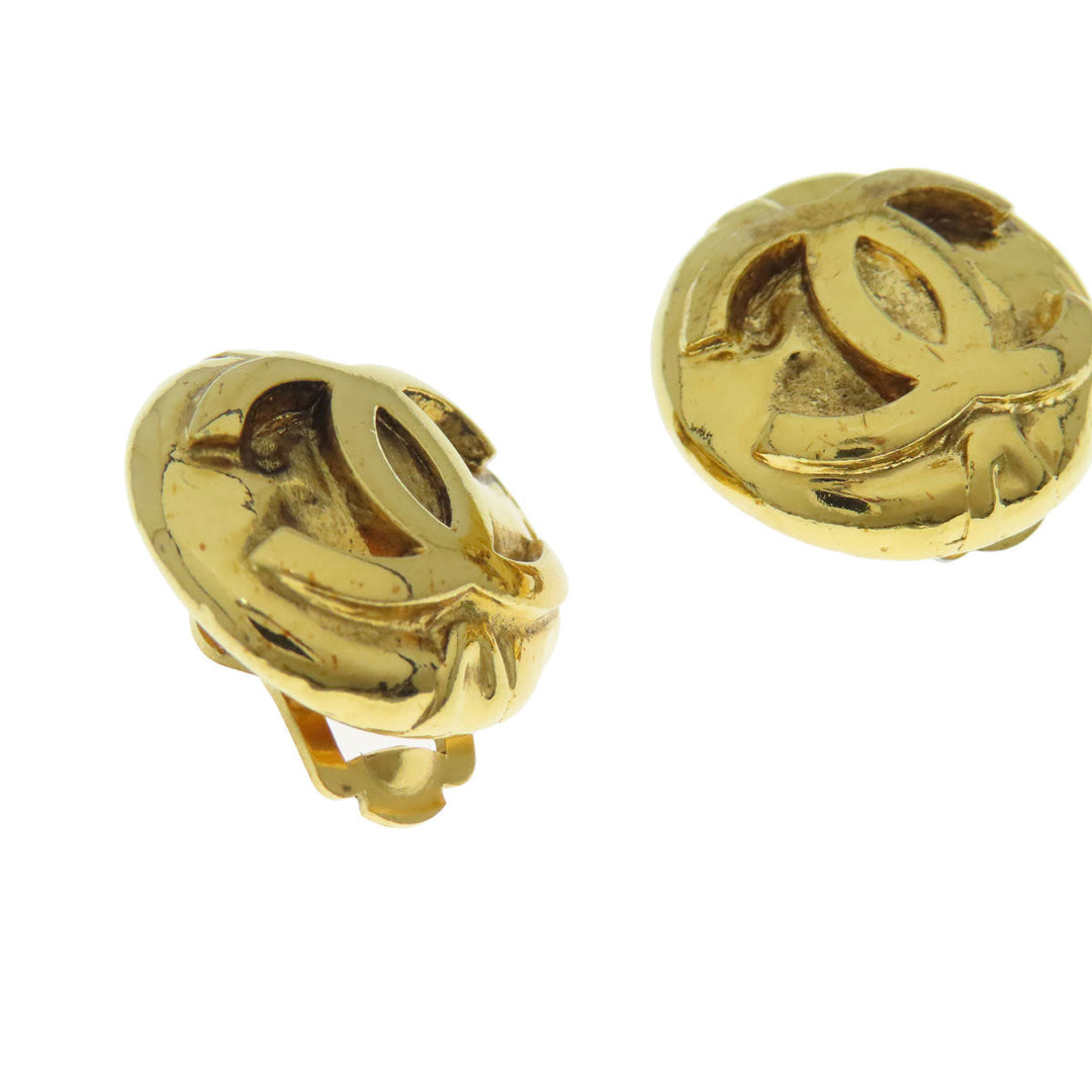 CHANEL Earring metallic gold COCO Mark Women Used Authentic