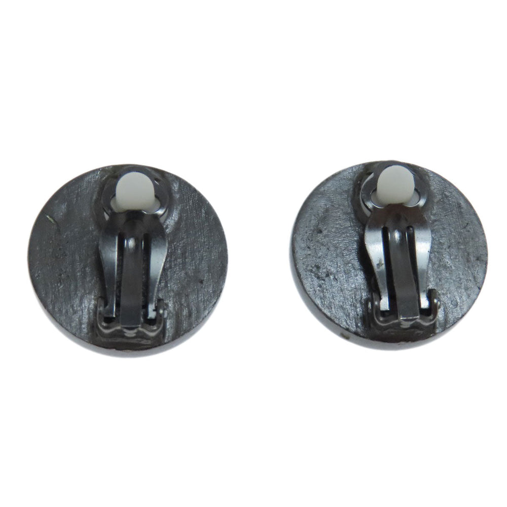 CHANEL Earring metallic black COCO Mark Women Used Authentic