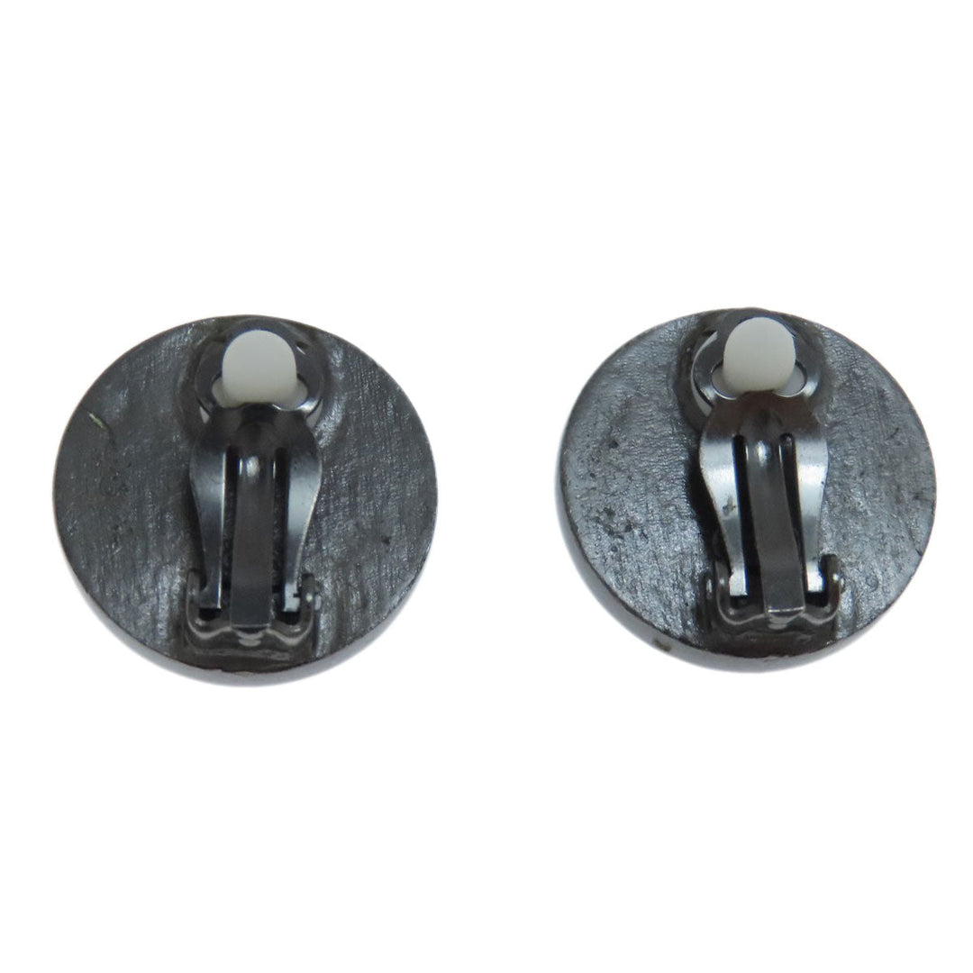 CHANEL Earring metallic black COCO Mark Women Used Authentic