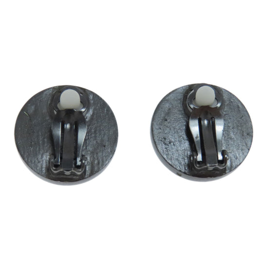 CHANEL Earring metallic black COCO Mark Women Used Authentic