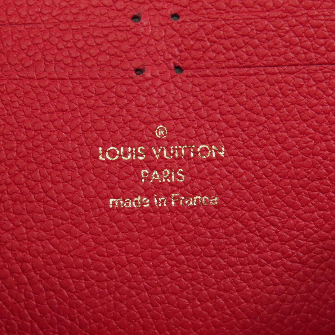 LOUIS VUITTON Long Wallet Purse M61701 Ann Platt Red Portefeuille Clemence Women Used Authentic