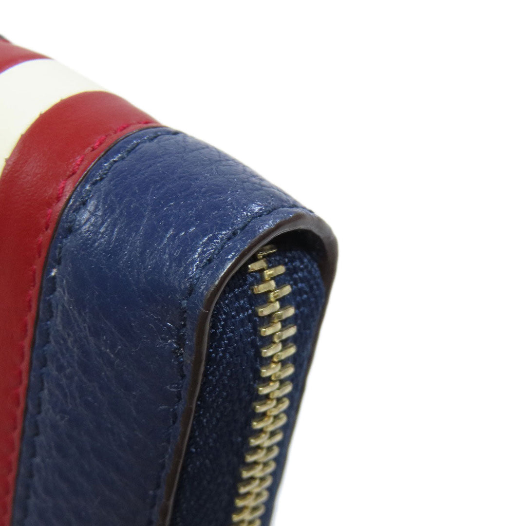 BALLY Coin case leather Navy Barry Stripe mens Used Authentic