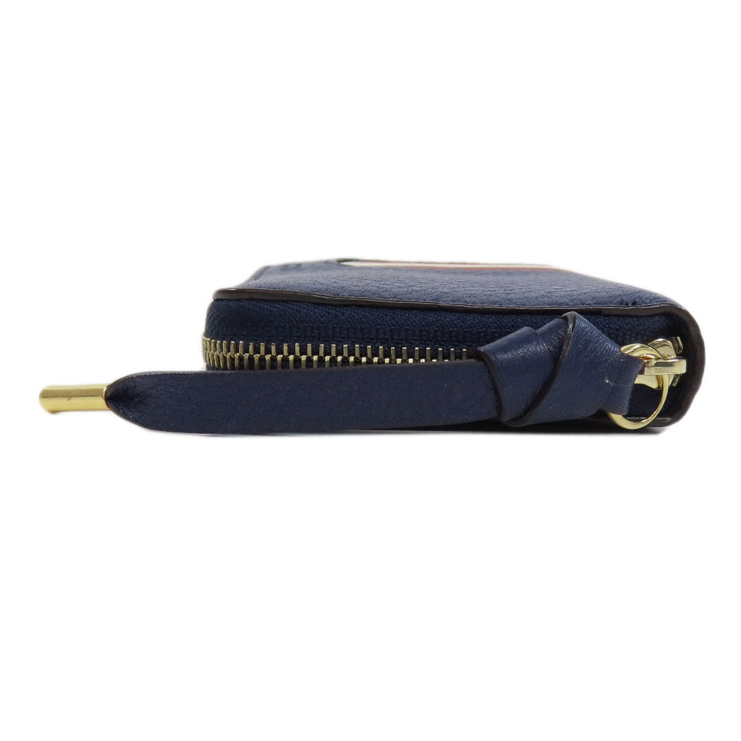 BALLY Coin case leather Navy Barry Stripe mens Used Authentic