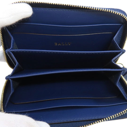 BALLY Coin case leather Navy Barry Stripe mens Used Authentic