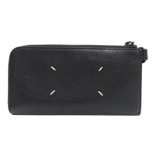 Maison Margiela Long Wallet Purse leather black logo Women Used Authentic