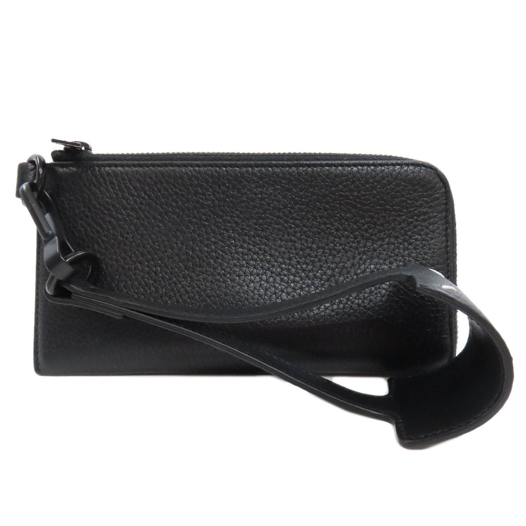 Maison Margiela Long Wallet Purse leather black logo Women Used Authentic