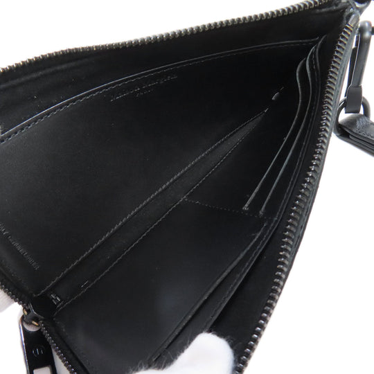 Maison Margiela Long Wallet Purse leather black logo Women Used Authentic