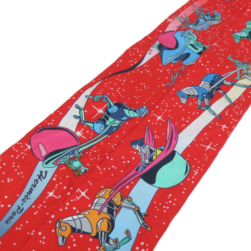 HERMES scarf silk Red Twilly Women Used Authentic