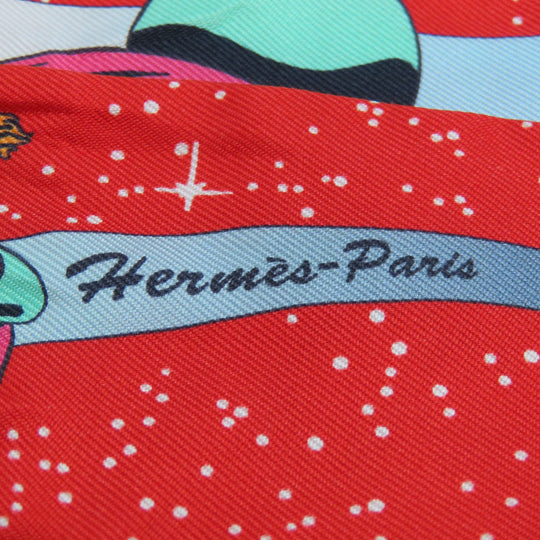 HERMES scarf silk Red Twilly Women Used Authentic