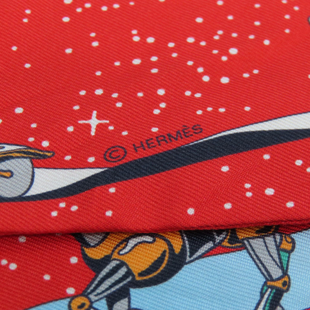 HERMES scarf silk Red Twilly Women Used Authentic