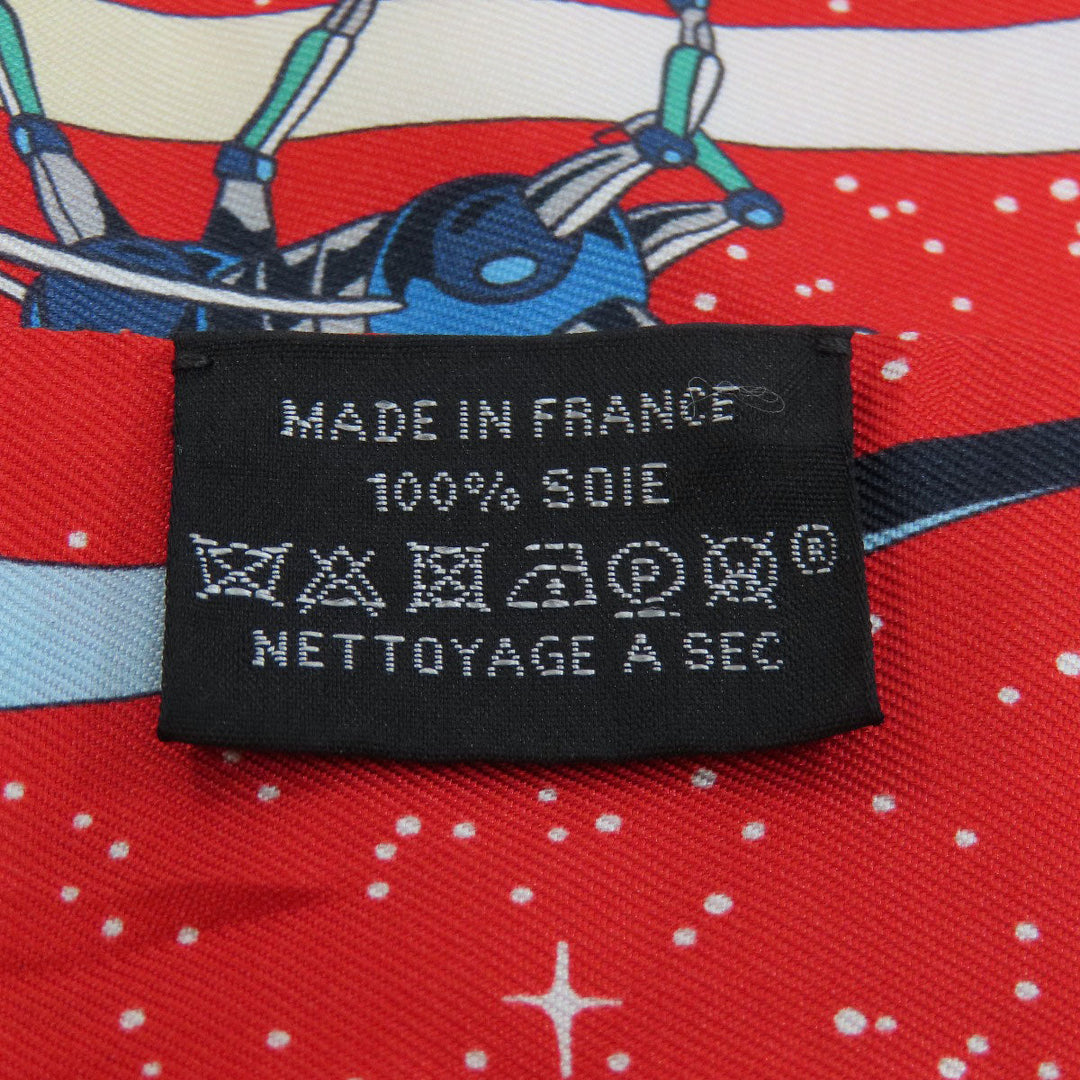 HERMES scarf silk Red Twilly Women Used Authentic
