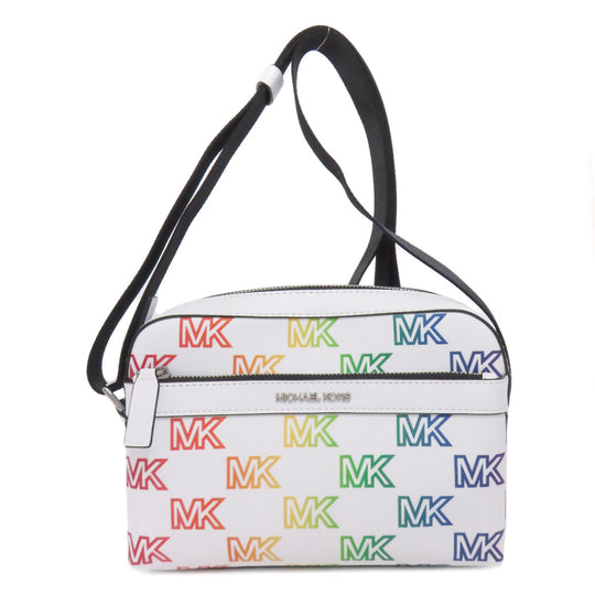 MICHAEL KORS Shoulder Bag PVC white Rainbow logo Women Used Authentic