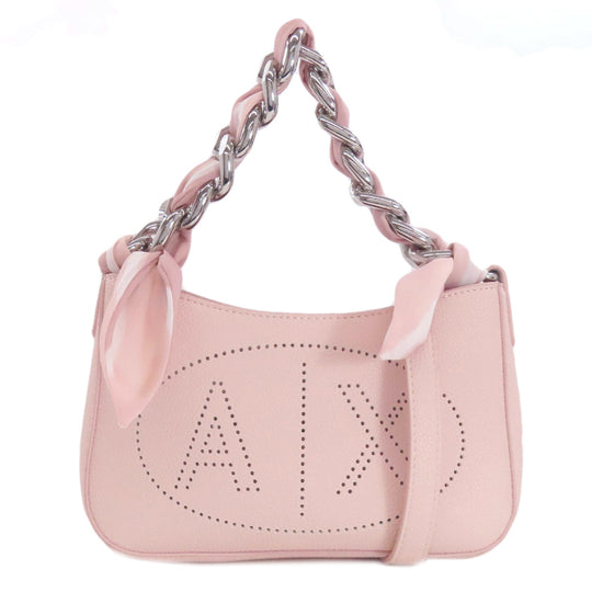 ARMANI EXCHANGE Handbag leather pink 2WAY Women Used Authentic