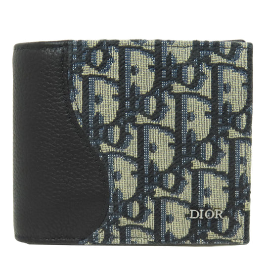 Christian Dior Bifold Wallet canvas black Trotter Pattern