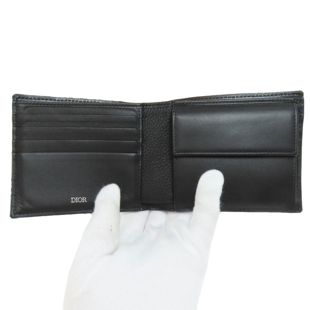 Christian Dior Bifold Wallet canvas black Trotter Pattern