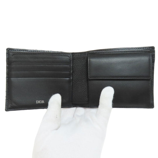 Christian Dior Bifold Wallet canvas black Trotter Pattern