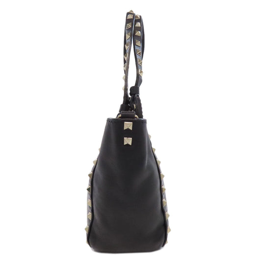 VALENTINO Handbag leather black Studs 2WAY Women Used Authentic