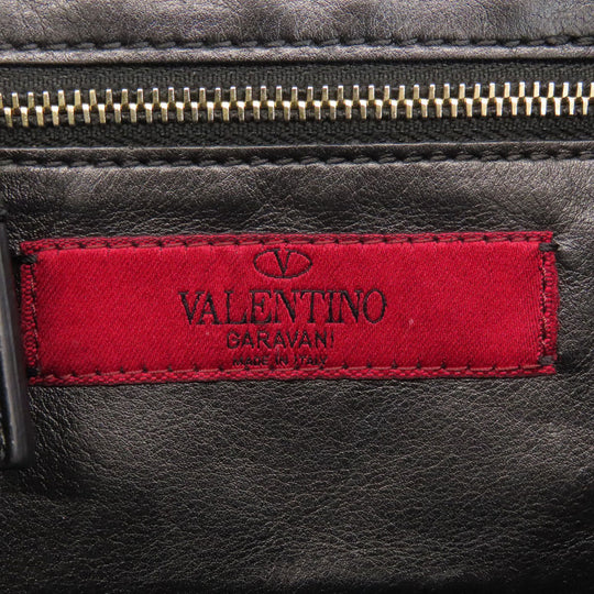 VALENTINO Handbag leather black Studs 2WAY Women Used Authentic