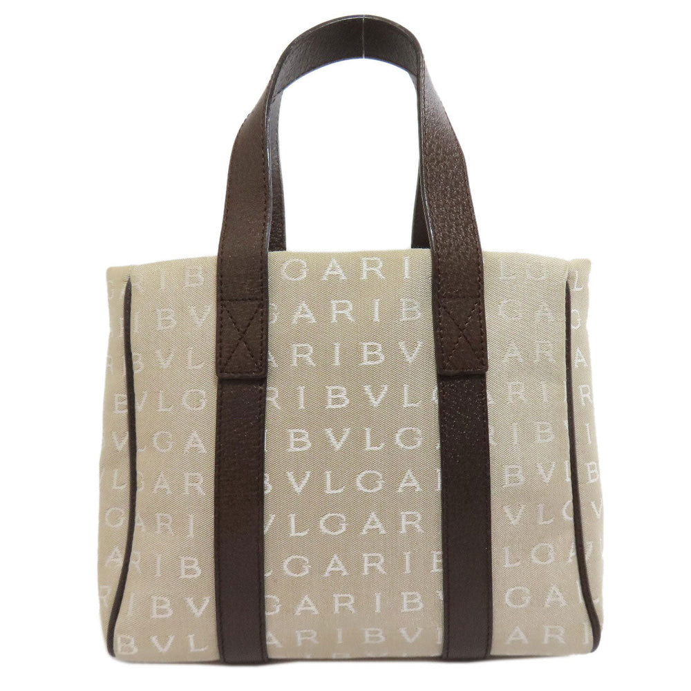 BVLGARI Handbag canvas Brown Logomania Mini Tote Women Used Authentic