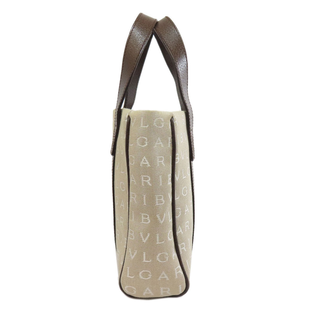 BVLGARI Handbag canvas Brown Logomania Mini Tote Women Used Authentic