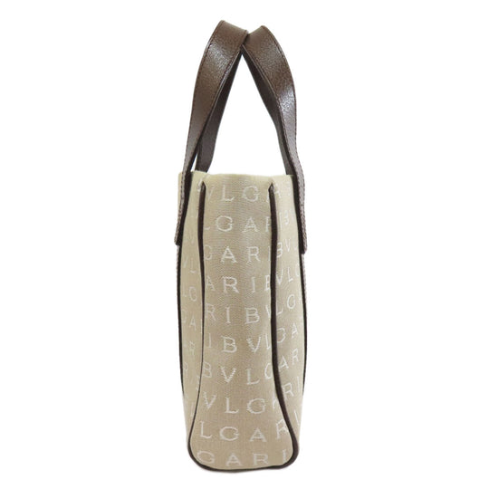 BVLGARI Handbag canvas Brown Logomania Mini Tote Women Used Authentic