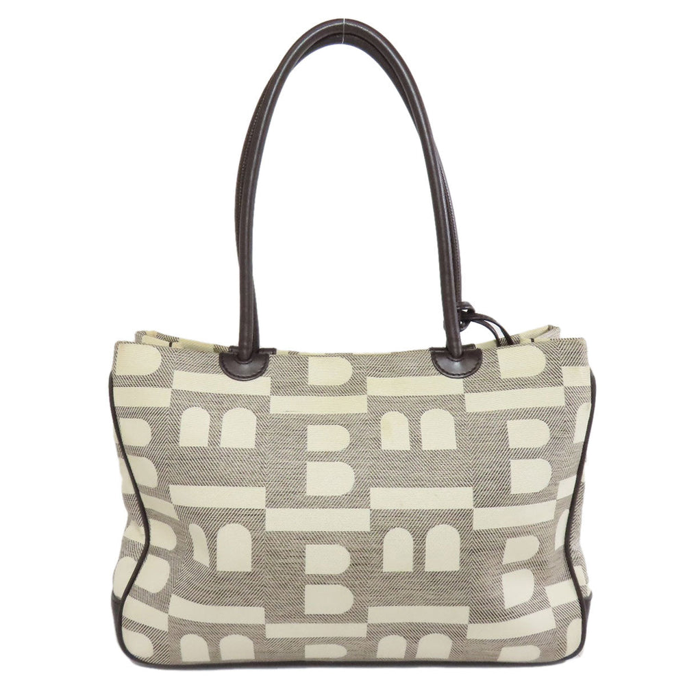 BALLY Tote Bag canvas Brown With logo Women Used Authentic