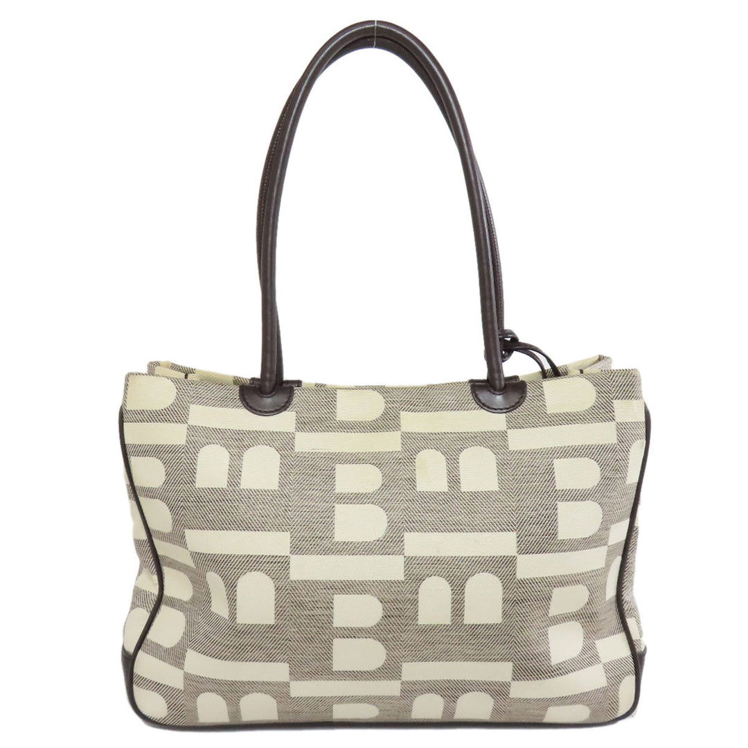 BALLY Tote Bag canvas Brown With logo Women Used Authentic