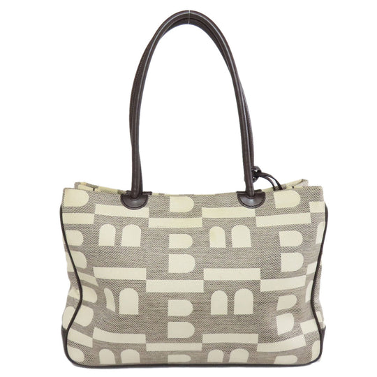 BALLY Tote Bag canvas Brown With logo Women Used Authentic
