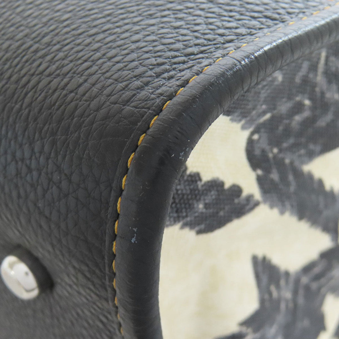 COACH Handbag CJ624 canvas black Dempsey Tote 40 Houndstooth Print and Patch 2WAY Women Used Authentic