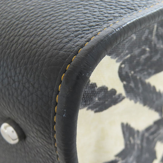 COACH Handbag CJ624 canvas black Dempsey Tote 40 Houndstooth Print and Patch 2WAY Women Used Authentic