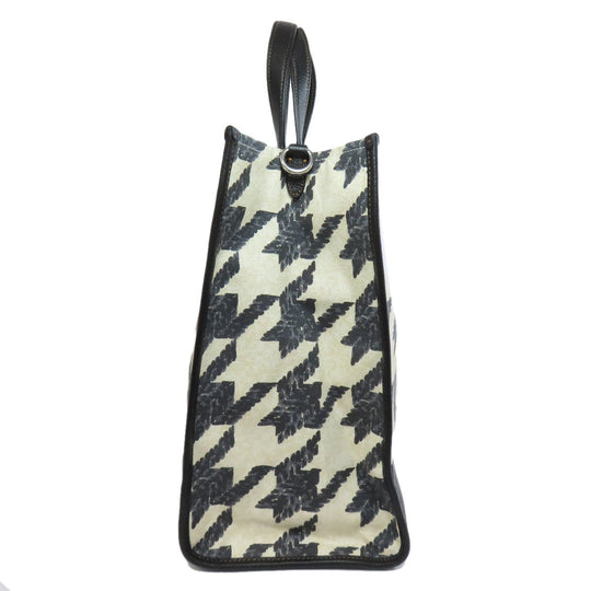 COACH Handbag CJ624 canvas black Dempsey Tote 40 Houndstooth Print and Patch 2WAY Women Used Authentic