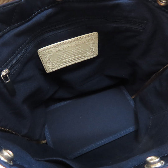 HUNTING WORLD Tote Bag Nylon Navy logo Women Used Authentic
