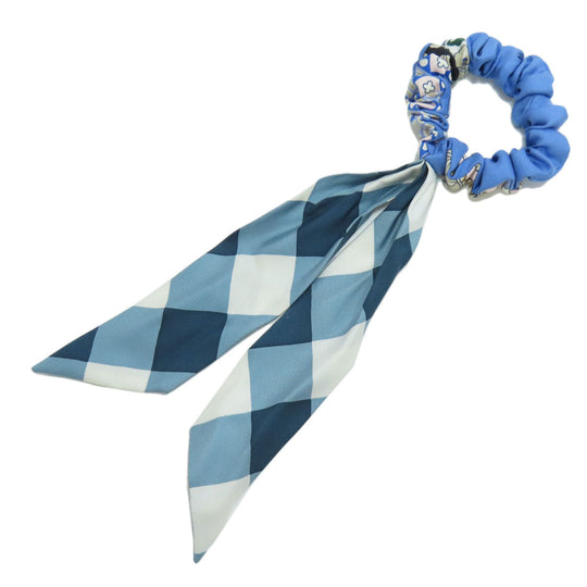 HERMES Hair rubber silk blue Shush Women Used Authentic