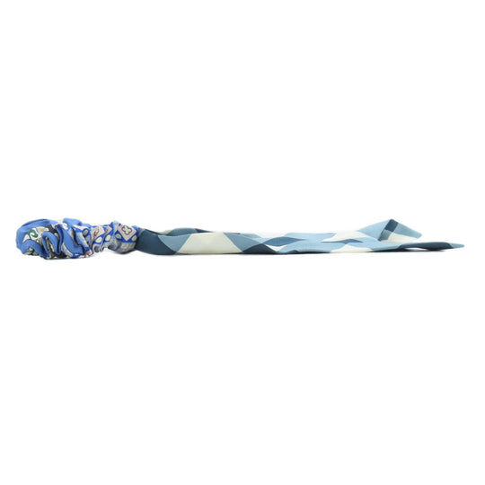 HERMES Hair rubber silk blue Shush Women Used Authentic