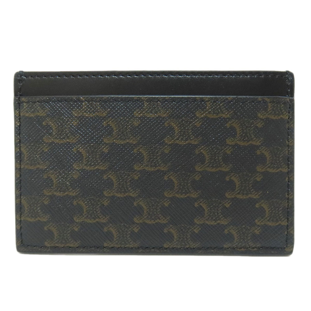 CELINE Card Case leather black Triomphe Women(Unisex) Used Authentic