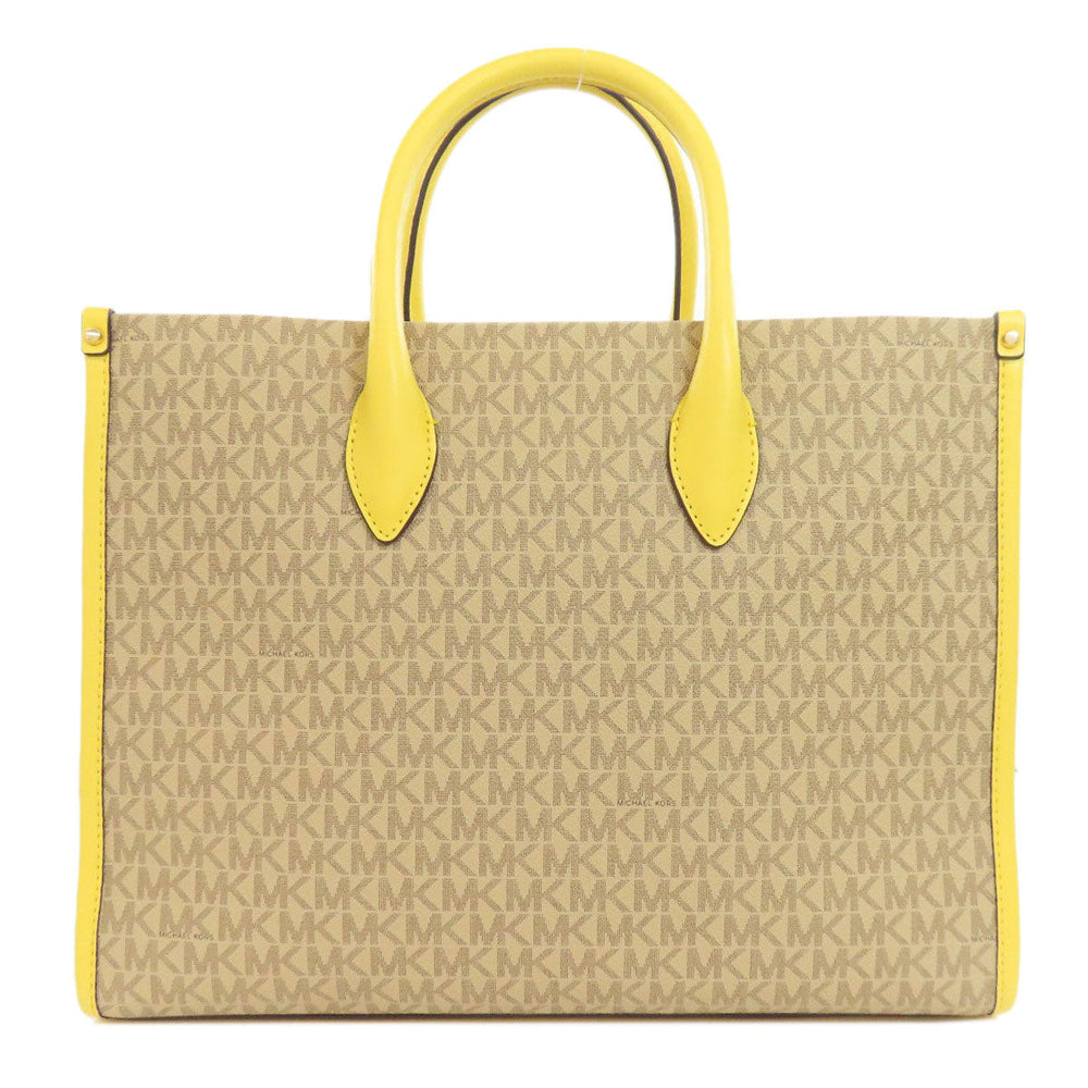 MICHAEL KORS Tote Bag PVC Brown MK Signature 2WAY Women Used Authentic