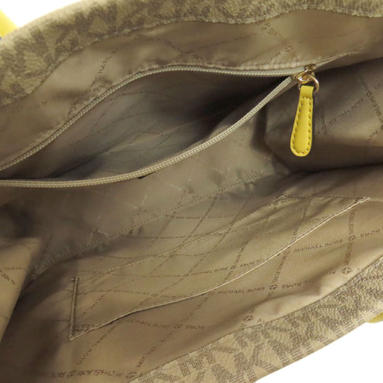 MICHAEL KORS Tote Bag PVC Brown MK Signature 2WAY Women Used Authentic