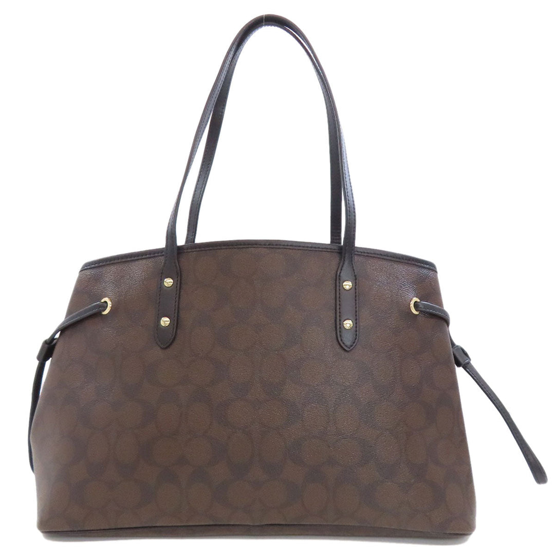 COACH Tote Bag F57842 PVC Brown Signature Women Used Authentic