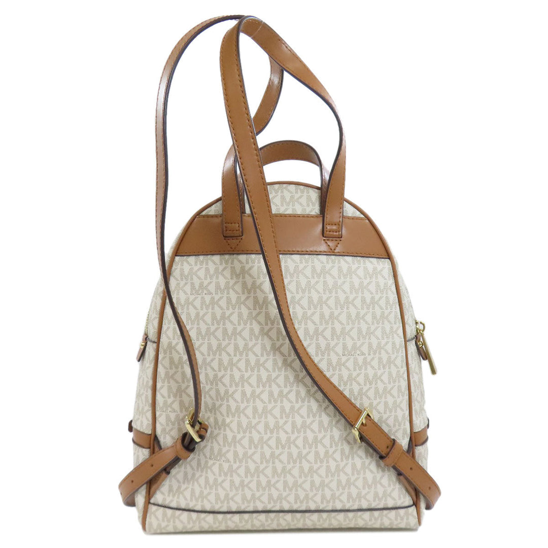MICHAEL KORS Backpack PVC white MK signature Women Used Authentic