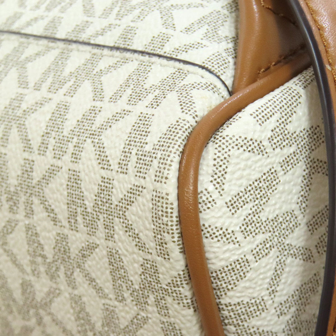 MICHAEL KORS Backpack PVC white MK signature Women Used Authentic