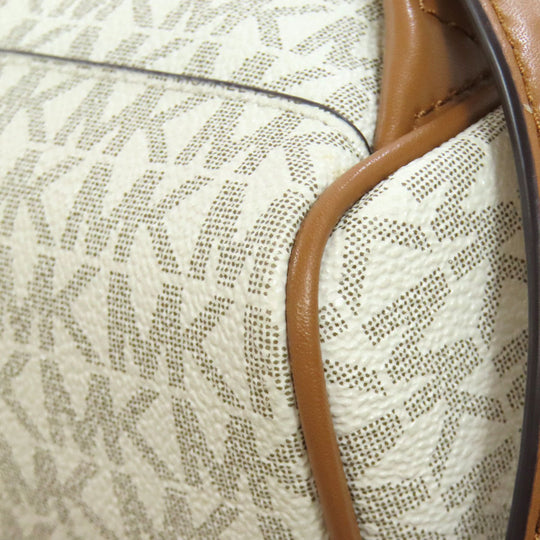 MICHAEL KORS Backpack PVC white MK signature Women Used Authentic