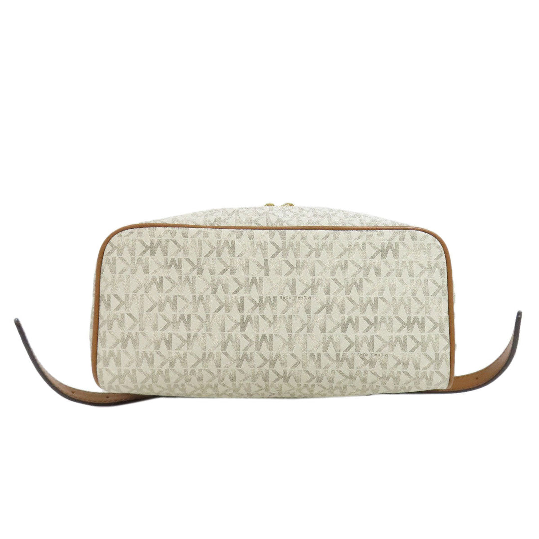 MICHAEL KORS Backpack PVC white MK signature Women Used Authentic